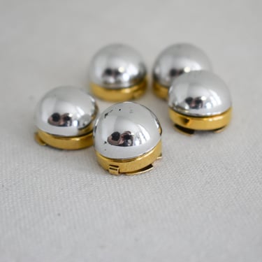 Vintage Silver and Gold Metal Dome Button Covers Set 