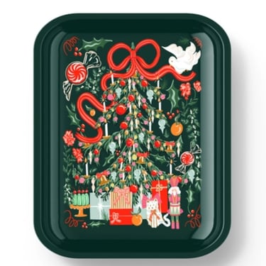 Merry Christmas tree birch serving tray