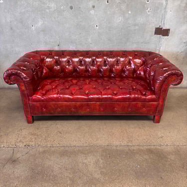 Vintage Baker Oxblood Chesterfield Loveseat