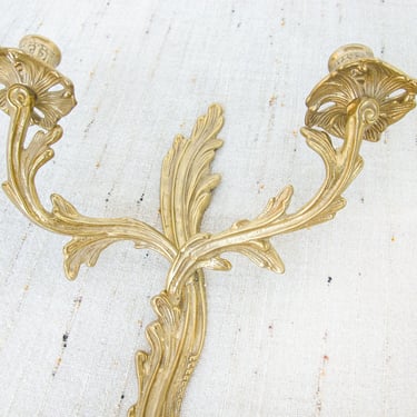 Brass Wall Sconce Candelabra Double Candle Holder 