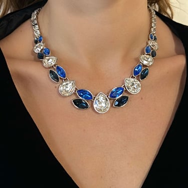 YSL Sapphire Blue Ice Crystal Necklace