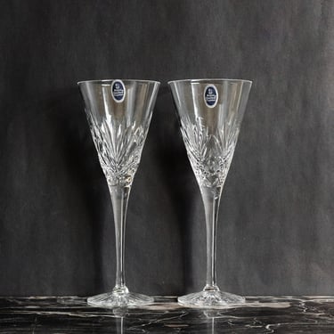 pair of vintage royal doulton crystal champagne glasses