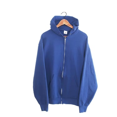 90s hoodie / vintage hoodie / 1990s Fruit of the Loom faded navy blue hoodie zip up sweatshirt XL 