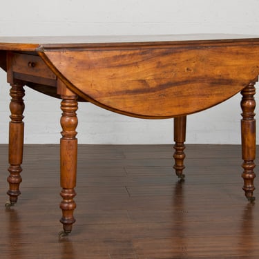 Antique Country French Provincial Drop Leaf Walnut Dining Table 