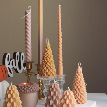 Fall Season Color Candle Collection, Fall Tree Shaped Candle, Autumn Taper Candle, Acorn Candle, Fall Table Decoration, Thanksgiving Decor 