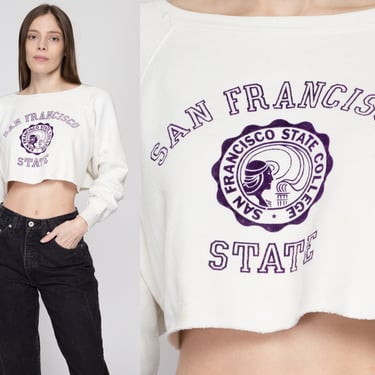 One Size 80s San Francisco State Cropped Sweatshirt | Vintage University Collegiate Graphic Cut Off Crewneck 