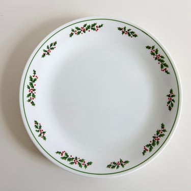 Holly Days Black Vein Christmas Corelle Dinnerware Mixed Lot Plates, Flat Cups, Saucers by Corning USA Vintage 1980s 
