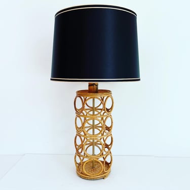 Midcentury Raymor Rattan & Bamboo Lamp w/Shade 
