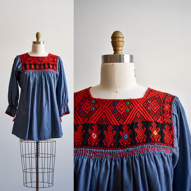 1960s Embroidered Tunic Blouse 