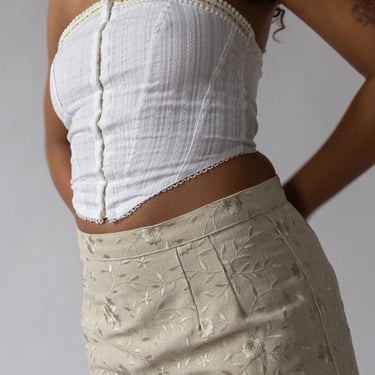 90s Embroidered Linen Skirt 