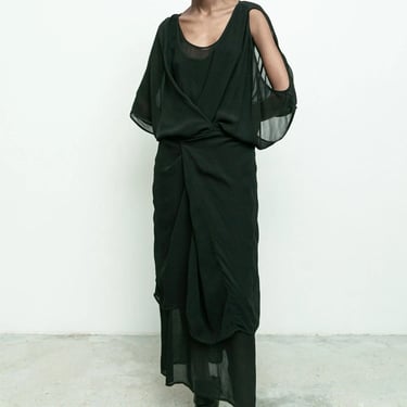 Drew Black Georgette Wrap Dress