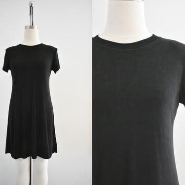 1990s Black Slinky Knit Mini Dress 