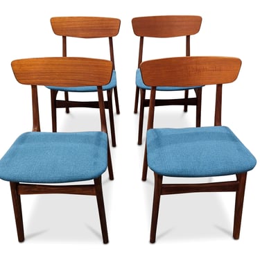 4 Schoning Elgaard Chairs w Blue Fabric - 072305