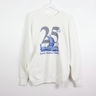 vintage SANTA MONICA Vikings 1980s white and blue CALIFORNIA vintage slouchy oversize sweatshirt -- size large - Free shipping U.S.A. 