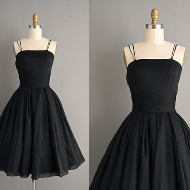 vintage 1950s Black Holiday Party Dress - Size XS 