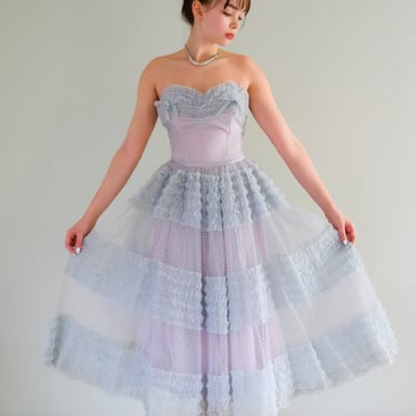 Darling 1950's Little Bo Peep Hydrangea Party Dress / Sz XS