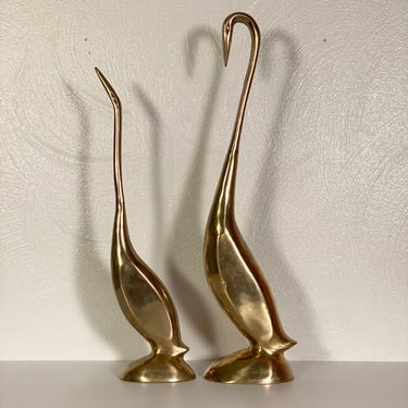 Pair of Heavy Solid Brass Swans 