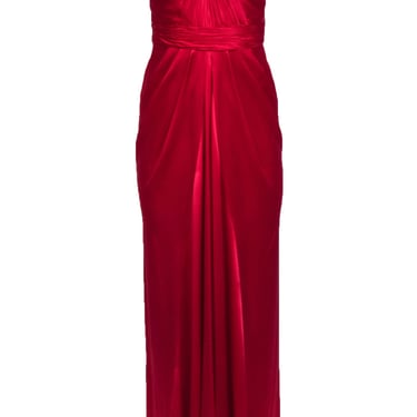 Badgley Mischka - Red Silk Strapless Long Formal DressSz 4