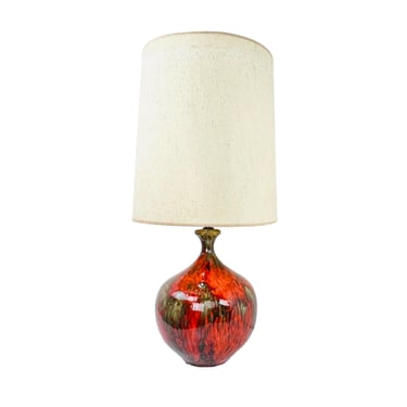 #1270 Large Orange Drip Glaze Lamp