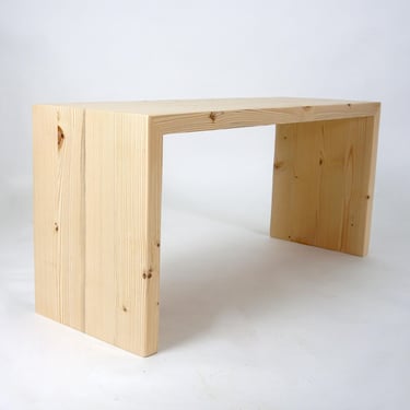 Solid Wood Bench , Waterfall Wood Bench, Solid Pine Wood Bench, Modern and Simple low long Bench, Extra Seating - Raw 