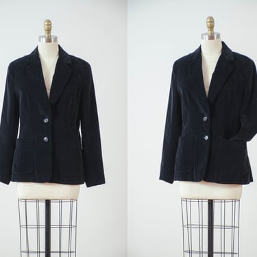 black velvet jacket | 90s vintage jet black dark academia velvet blazer 