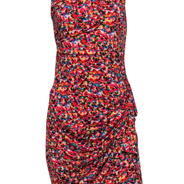 Betsey Johnson - Multicolor Heart Print Sleeveless Ruched Sheath Dress Sz 10