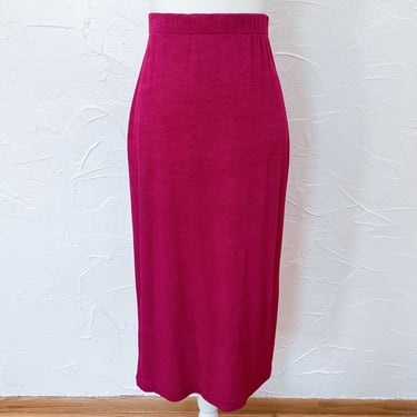 80s/90s Bodycon Textured Ribbed Deep Pink Magenta Skirt | Medium/ 28" Waist 
