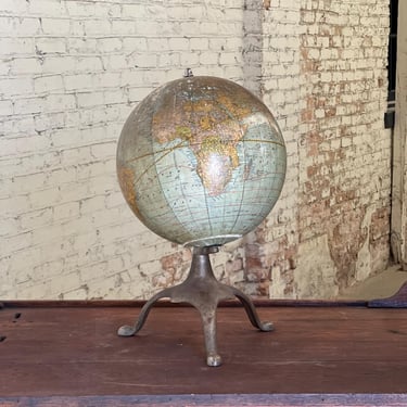 1890s Antique 12” Rand McNally Terrestrial Globe Nickel Plated Base 