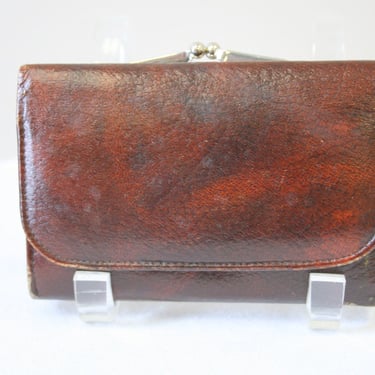 1970s Mottled Brown Leather Wallet 