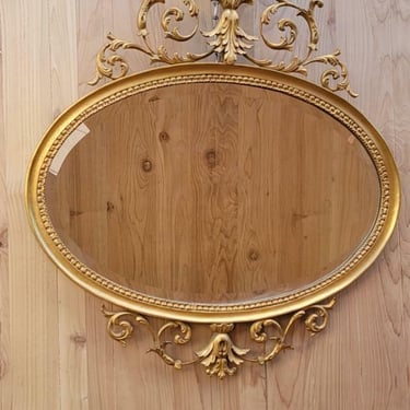 Antique English Adam Wedgwood Style Gold Gilded Oval Wall Mirror