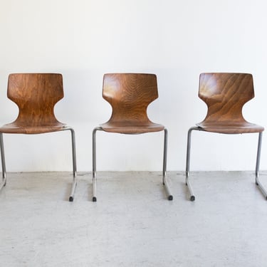 Trio of Mid-century Stacking Chairs
