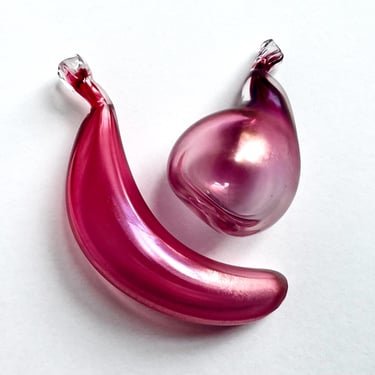 Vintage Seguso Murano Iridato Glass Fig & Banana Fruit in Pink Purple, 1950s 