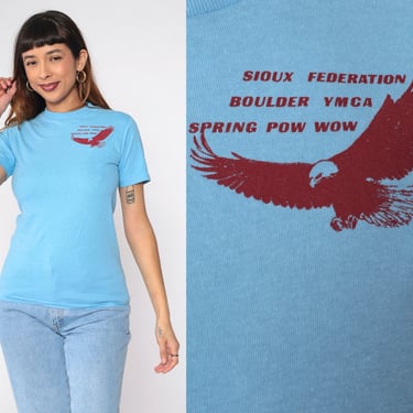 Sioux Federation Boulder YMCA Shirt 80s Spring Pow Wow Tshirt Vintage Native American Retro T Shirt 1980s Graphic Youth Large Women's xs 