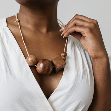 Wooden Bead Adjustable Necklace - Jozi 