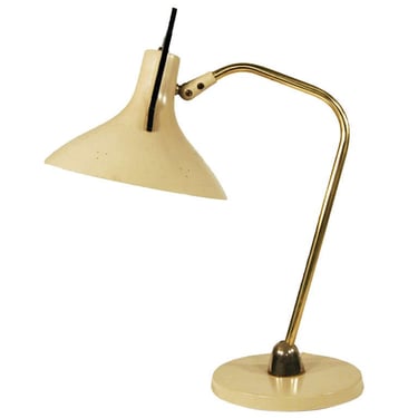 Mid Century Brass & Enameled Steel Anglepoise Desk Lamp 