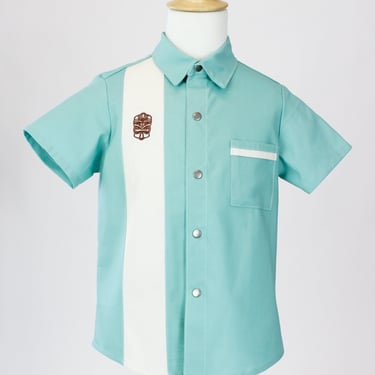 Boy's Embroidered Tiki Teal Retro Top 