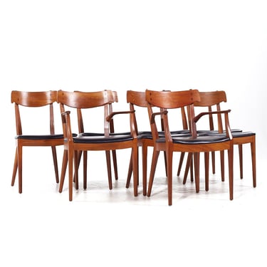 Kipp Stewart for Drexel Declaration Mid Century Walnut Dining Chairs - Set of 8 - mcm 
