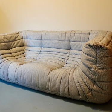 Authentic Ligne Roset Togo Three Seat Sofa Houndstooth