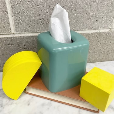 Vintage  Tissue Box Cover Retro 1980s Springs + Contemporary + Light Turquoise Blue + Plastic + Bathroom Accessory + Home and Table Decor 