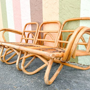 Old Florida Rattan Three Piece Sofa