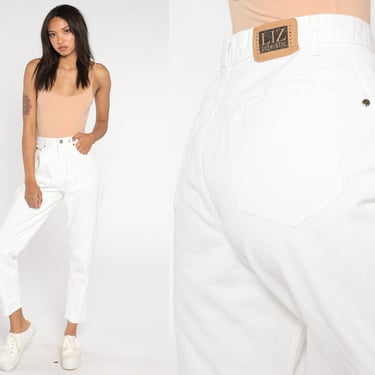 Vintage Tapered Jeans 90s White Jeans Liz Claiborne Tapered Mom Jeans Slim Fit Jeans Denim Pants 1990s Jeans Small Medium 28 