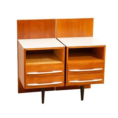 Pair of fully renovated bedside tables by Mojmír Požár, 1960s, Czechoslovakia 