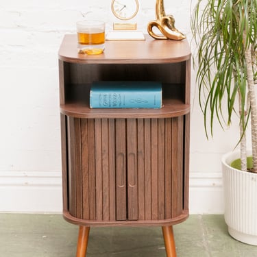 2 Tier Tambour Door End Table/Nightstand