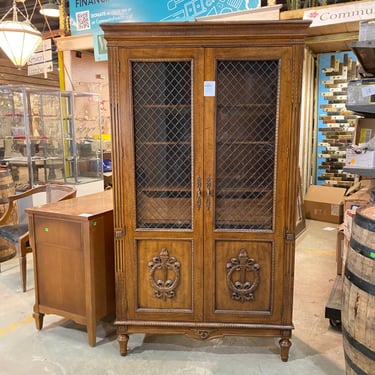 Ornate Lattice Front Walnut Cabinet by Davis Cabinet Co.