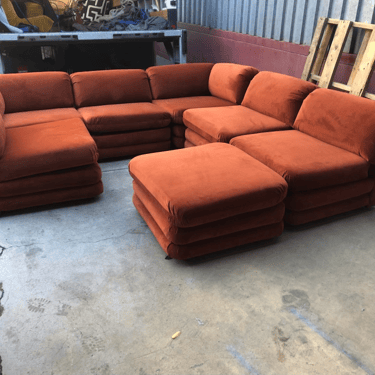 Vintage Burnt Orange Sectional with Ottoman