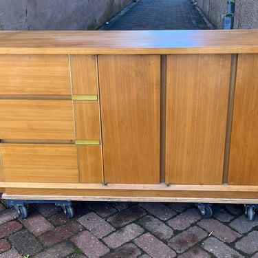 Teak Credenza with Brass Accents