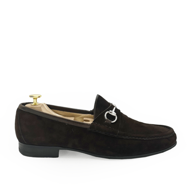 GUCCI MADE IN ITALY BROWN SUEDE HORSEBIT LOAFERS