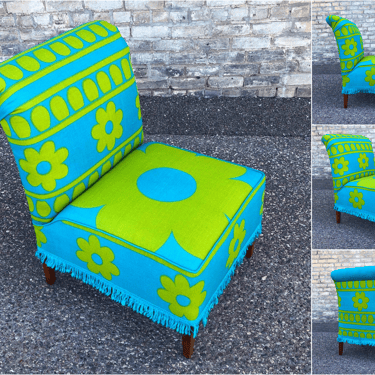 Op-art Fabric Print Slipper Chair 