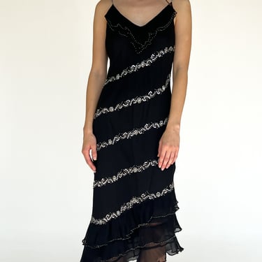 Silk Spiral Sequined Dress (M)