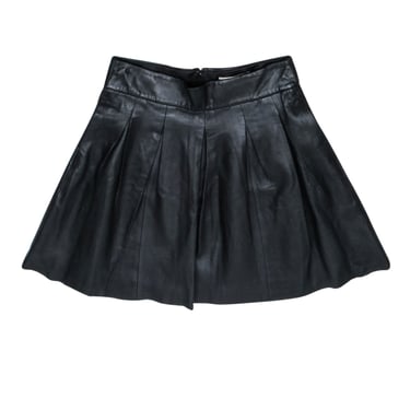 Banana Republic - Black Leather Pleated Mini Skirt Sz 0